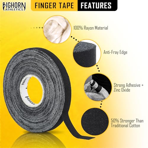 Premium Athletic Finger Tape - 0.3-Inch x 45-Feet, 4 Rolls, Black