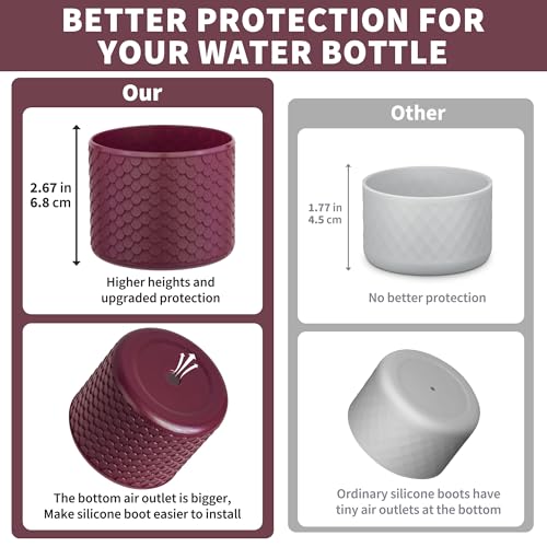 Silicone Protective Boot for Owala 24 oz Water Bottle - Wine Red