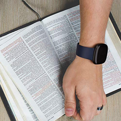 Soft Silicone Sport Bands for Fitbit Versa 4/3 & Sense/Sense 2 - Black+Navy Blue