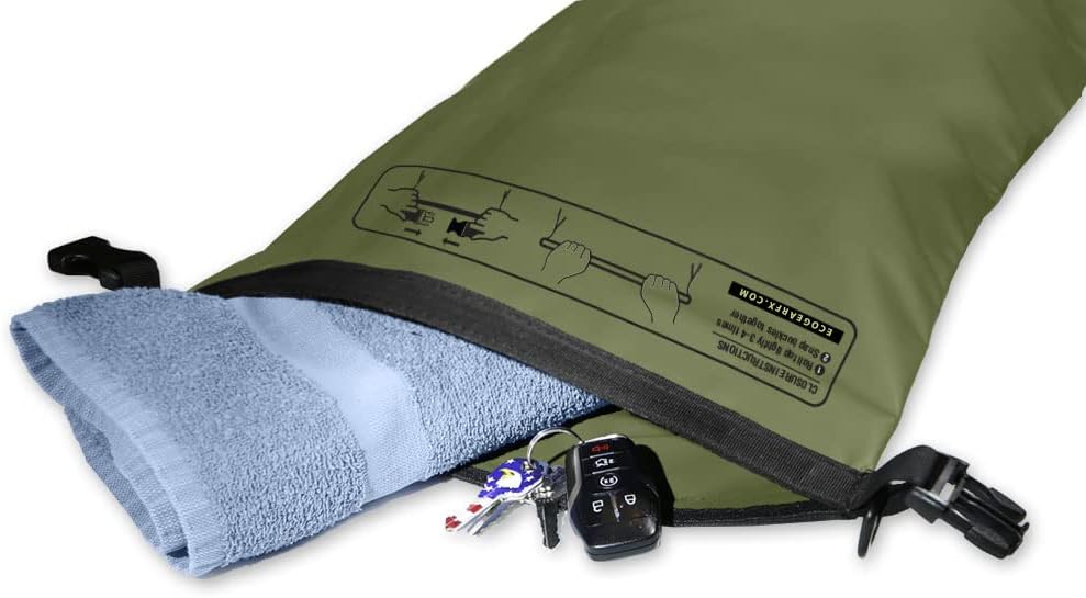 Voyager Waterproof Dry Bag - Heavy Duty Roll Top Sack with IPX8 Phone Case | 20L Green for Kayaking & Camping