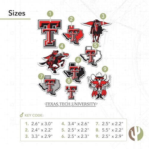 Texas Tech Red Raiders Desert Cactus Sticker Sheet – Officially Licensed Decals