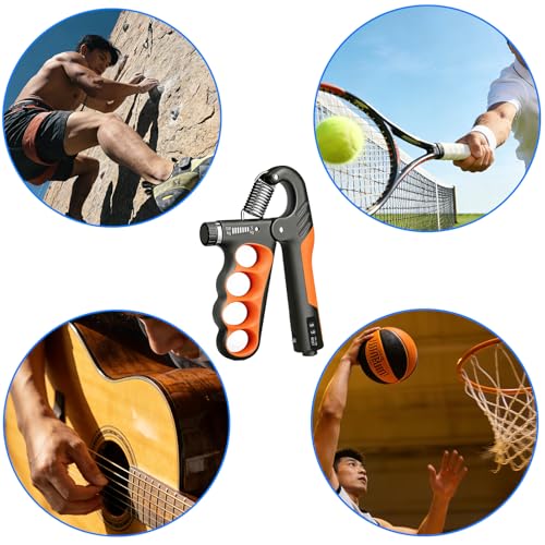 Red Hand Grip Strengthener 11-220LB Adjustable Resistance with Counter - 2PCS