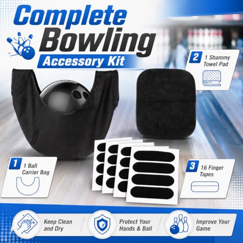 18PCS Bowling Accessories Kit - Ball Bag, Towel & Thumb Tape