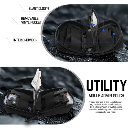 Small Admin Pouch - 1000D Tactical Molle EDC Waist Belt Bag - Black
