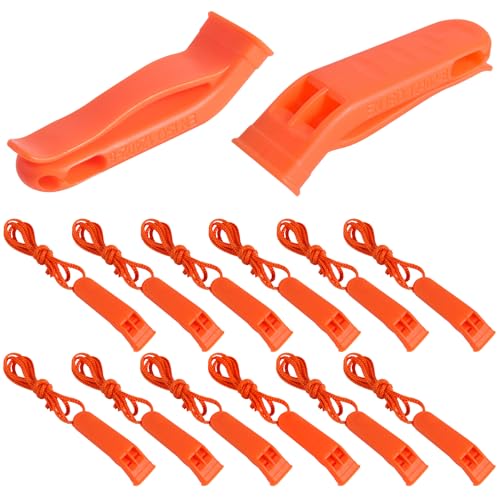 Emergency Safety Whistles 12 Pack with Lanyard - 120dB Loud