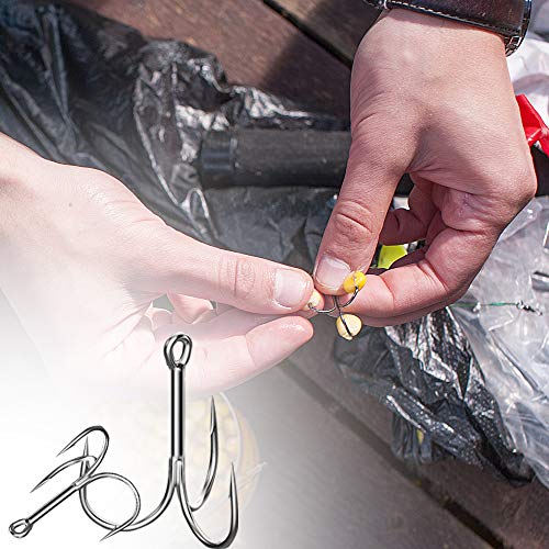 Treble Fishing Hooks Set - 50pcs High Carbon Steel, Size #2 to #10, Silver