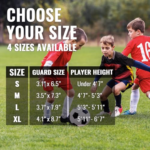 Soccer Shin Guards with Sleeves for Kids & Adults - Black, M