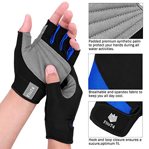 Half Finger Padded Palm Gloves for Water Sports - Blue, Medium