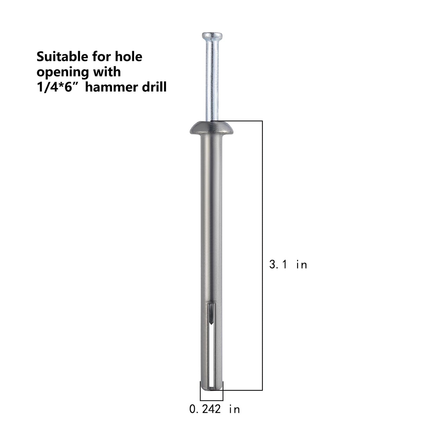 Wensilon 1/4x3 Hammer Drive Nail in Anchor (50 per Box) Cement hammering Anchors