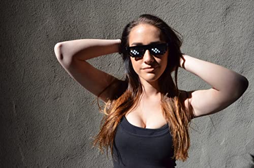 Pixelated Meme Sunglasses - Funny Gamer Deal With It Glasses