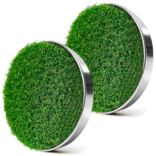 Golf Hole Cup Covers 2 Pack for Putting Green Protection Stainless Steel & Lawn Design