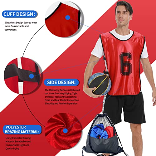 12 Pcs Breathable Sports Pinnies for Soccer & Basketball Training