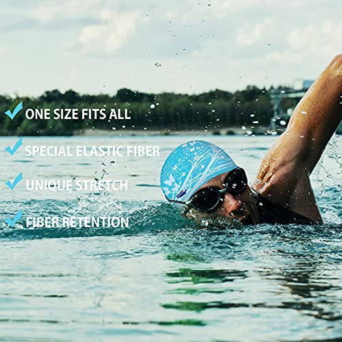 Waterproof Silicone Swim Cap for Girls - Silver Butterfly