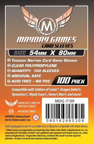 Narrow Card Game Sleeves - 54 x 80 mm (100 Pack) for Settlers of Catan