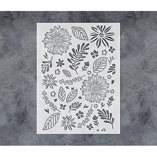 GSS Designs Allover Floral Daisy Wall Stencils 12x16Inch Garden Flowers Wall Stencils for Painting Floral Stencil for Wall Wood Furniture Craft Art
