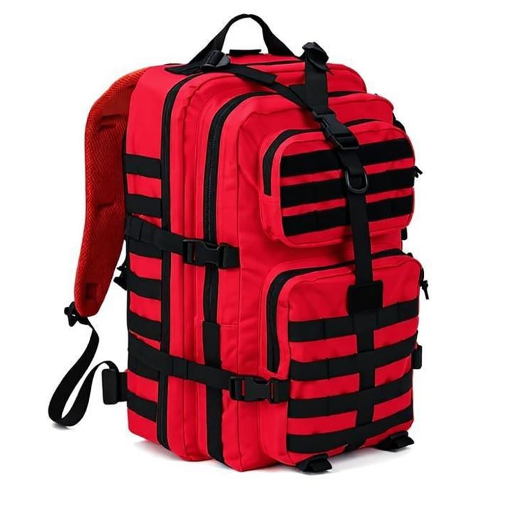 REEBOW GEAR Military Tactical Backpack for Men Large Army 3 Day Assault Pack Molle Hiking Daypack Bag (Red-black)