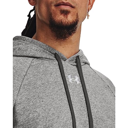 Under Armour Men's Rival Fleece Hoodie Small Castlerock Light Heather White