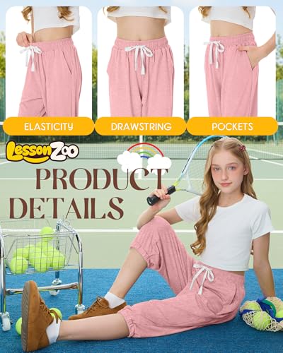 3-Pack Girls Capri Joggers - Black, Pink, Dark Heather Gray