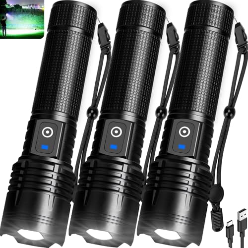 Lylting Rechargeable 99,000 Lumens LED Flashlight 3-Pack, Waterproof, 5 Modes for Camping Emergency Home