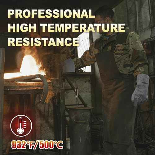 932¢µ/500¡ÆC Heat Resistant gloves, Fire Proof Foundry Leather Gloves for Fireplace,Furnace,Fire Pit,Blacksmith...