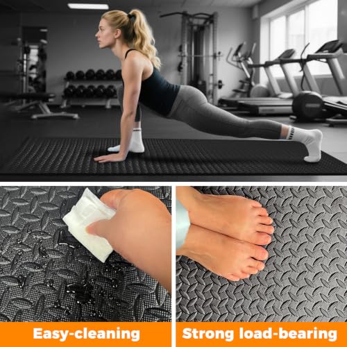Large Non-Slip Gym Floor Mat 4ft x 6ft x 10mm - Black