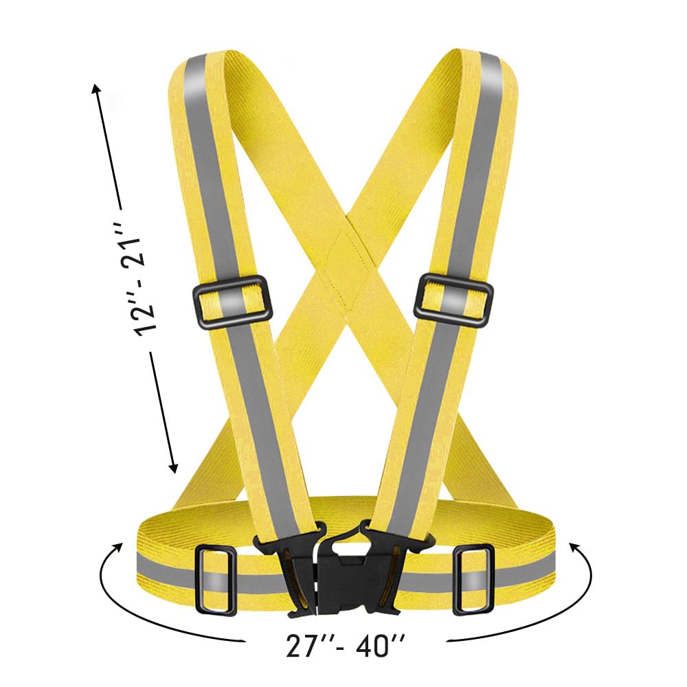 Fepdiu High Visibility Reflective Vest Safety Vest Running Reflective Gear Adjustable Reflective Vest for Walking,Jogging,Hiking,Night Cycling (Golden)