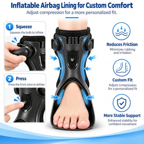 Uxinjat Left XL Inflatable Foot Drop Brace Ankle Foot Orthosis Support