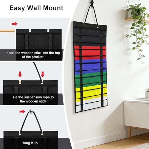 Karate Belt Display Rack - Holds 12 Martial Arts Belts