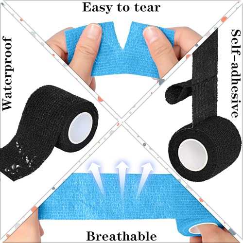 Self Adhesive Bandage Wrap - 2 Inch, 8 Rolls, Light Blue