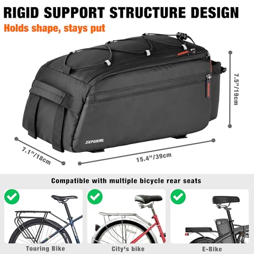 13L Waterproof Bike Rack Bag - Rigid Support Panels & Reflective Design