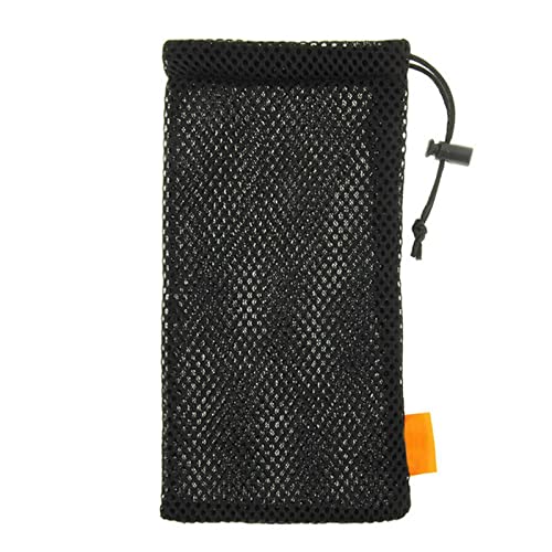 Nylon Mesh Drawstring Bag - 5.5 Inch, Black Storage Pouch