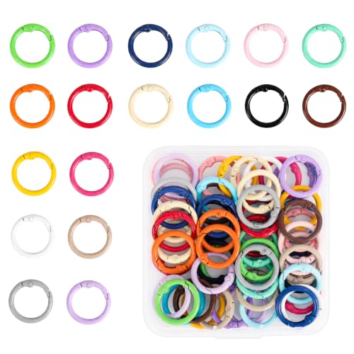 60-Pack Colorful Spring O Rings - Metal Key Ring Clips