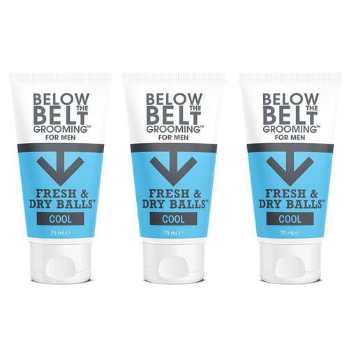 Below The Belt Grooming Intimate Deodorant for Men - Fresh & Dry, Cool Mint, 3 x 75ml | Protects Against Sweat & Odour