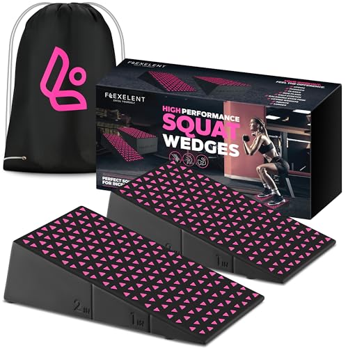 Squat Wedge Block Pair - 17° Heel Elevation, Pink Power