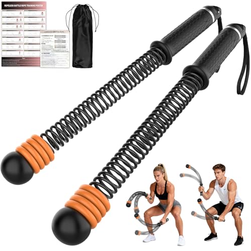 Ropeless Battle Rope - Cordless Fitness Rope with 8 Weight Rings - Black
