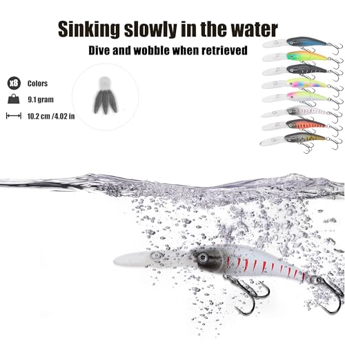 EXAURAFELIS 43-Piece Fishing Lures Kit Assorted Hard Baits for Freshwater & Saltwater