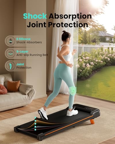 Under Desk Treadmill with Incline & Remote Control - Black Orange