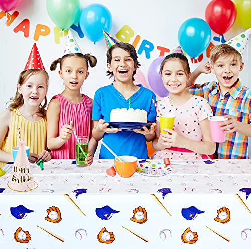 Baseball Themed Tablecloth - 4 Pack Disposable Plastic Covers