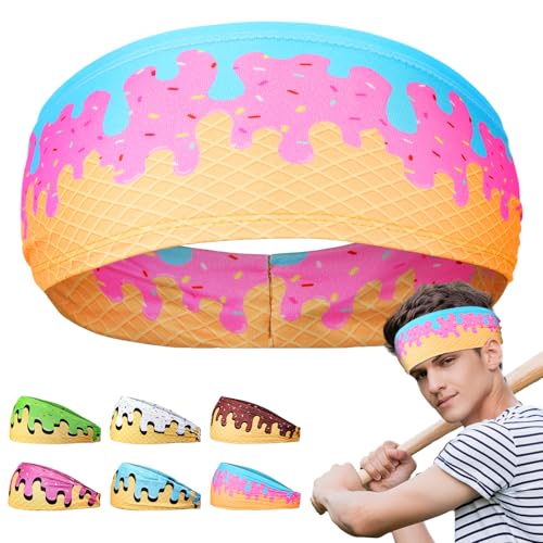 Ice Cream Drip Athletic Headband - Pink & Blue Sweatband
