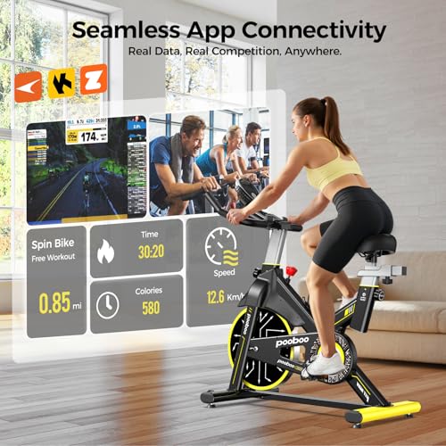 Magnetic Exercise Bike with App & Tablet Mount - Silver Yellow