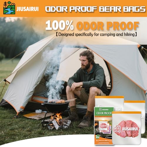 JIUSAIRUI Odor Proof Bear Bags for Food Backpacking: 3Pack Reusable