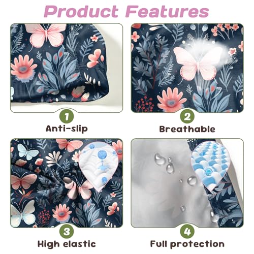 Fabric Swim Cap - Elastic and Breathable for Short Hair - R-3 Butterfly Flower