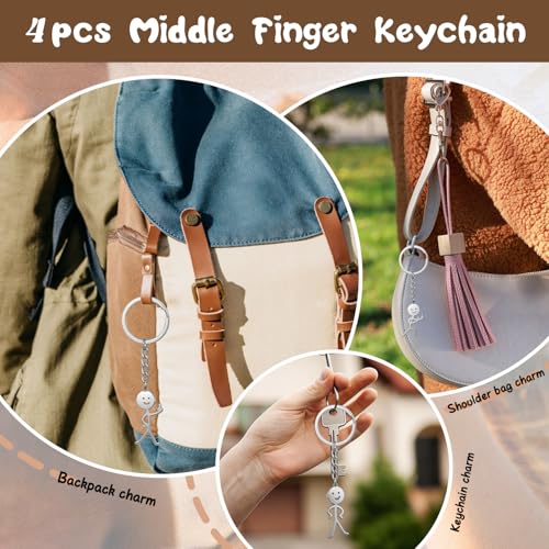 Middle Finger Keychain - Funny Gag Gift for Adults - Style C