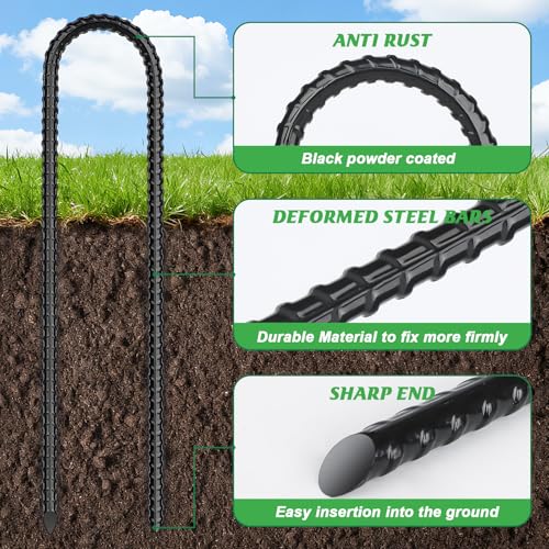 Trampoline Ground Stakes - Heavy Duty U-Shaped 12 Inch, 12 Pack