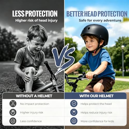 Kids Bike Helmet Black 18.9-22 inch Adjustable Toddler Youth Safety Gear