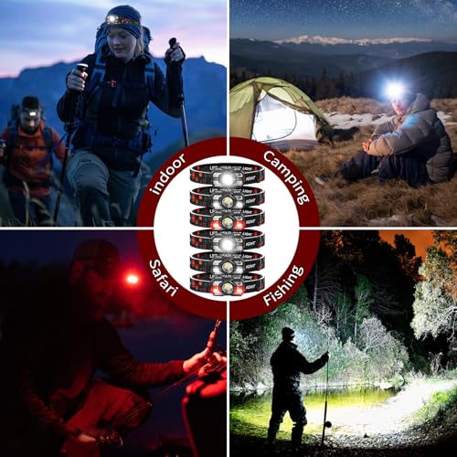 Rechargeable Headlamp Flashlight - 3000 Lumen, 6 Pack with Motion Sensor
