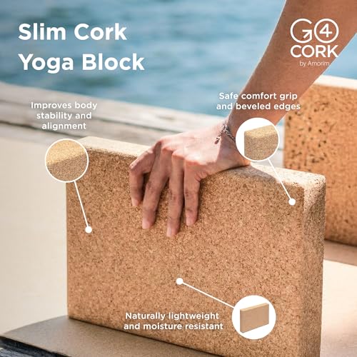 Cork Yoga Block - Slim 8 x 12 x 2 Inch - Non-Slip & Eco-Friendly