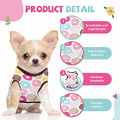 Small Dog Shirt - Cute Cotton Tee for Pets, Coffee Donut, Size S