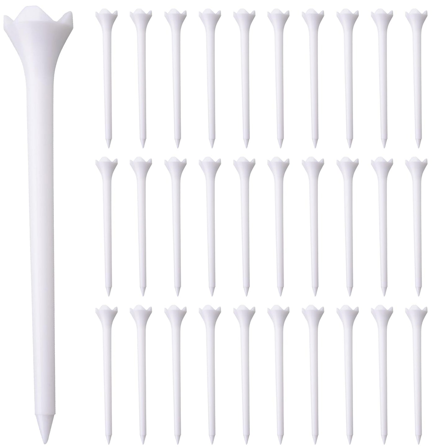 Hampton Distribution White Plastic Golf Tees, 100 Count, Golf Tees 3 1/4 Inch