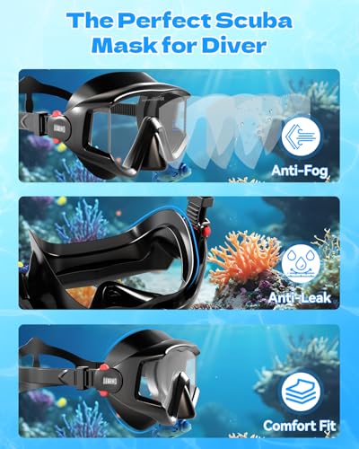 Snorkeling Gear Set for Adults - Dry Top Snorkel & Mask - Carbon Black